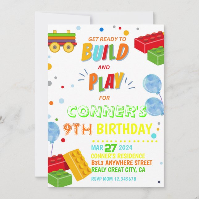 Building Blocks Invitation, Building Block Party Invitation (Front)