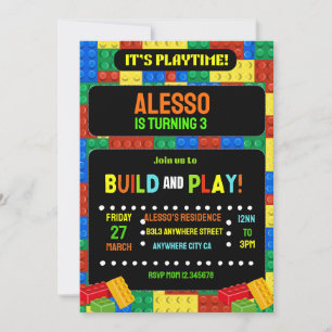 Building Blocks Invitation Digital Kids Party