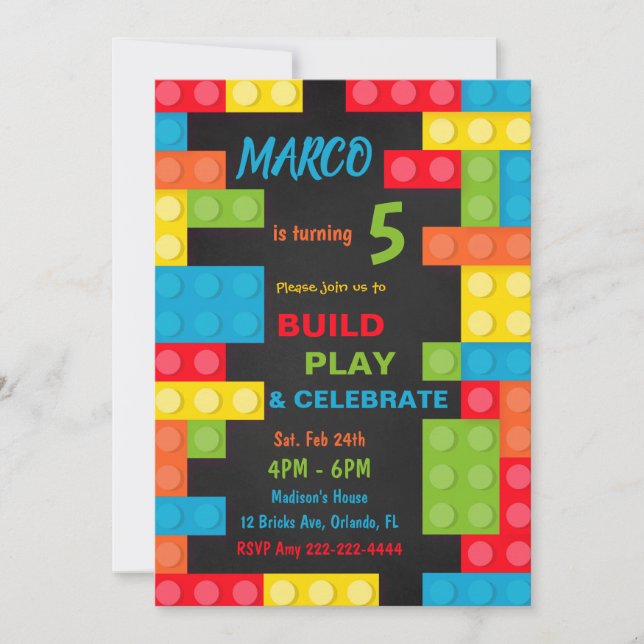 Building Blocks Invitations, Bricks Invitations (Front)