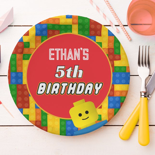 Building Blocks Kids Birthday Colorful Party Paper Plate (Creator Uploaded)