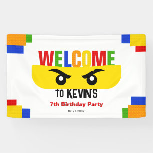 Building Blocks Ninja Birthday Party Welcome Banner