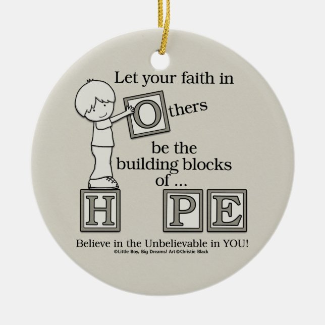 Building Blocks of HOPE Ceramic Ornament (Front)