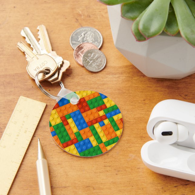 Building Blocks Pattern skin Toy Play Bricks Key Ring (Desk)