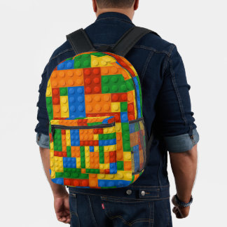 Building Blocks Pattern skin Toy Play Bricks Printed Backpack