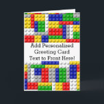 Building Blocks Primary Colour Boy's Birthday/Part Card<br><div class="desc">Cool Primary colours,  red green blue yellow white and grey,  linked interlocking generic brick building blocks pattern looks like fun children's play toys. Great for a Boy's birthday party theme as favours and decorations.</div>