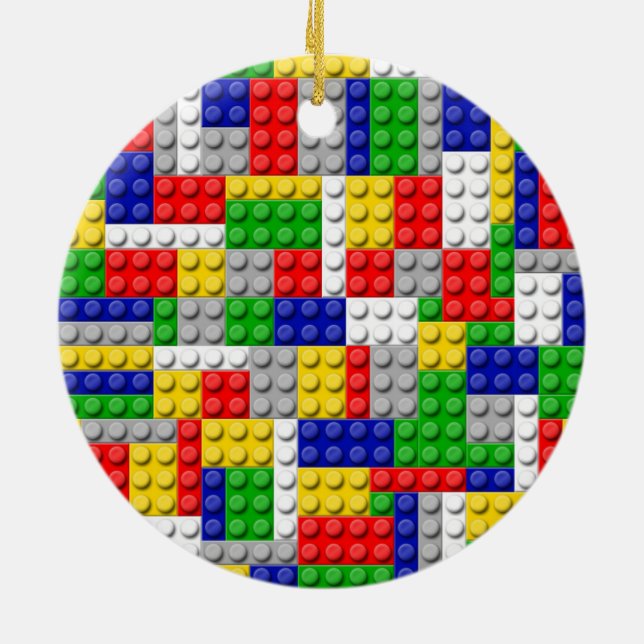 Building Blocks Primary Colour Boy's Birthday/Part Ceramic Ornament (Back)