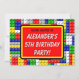 Building Blocks Primary Colour Boy's Birthday/Part Invitation