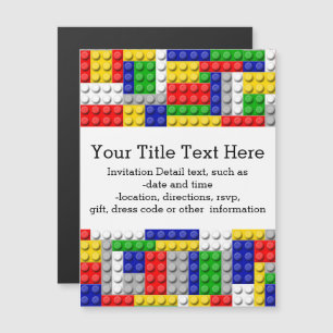 Building Blocks Primary Colour Boy's Birthday/Part Magnetic Invitation