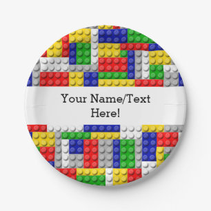 Building Blocks Primary Colour Boy's Birthday/Part Paper Plate