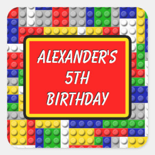 Building Blocks Primary Colour Boy's Birthday/Part Square Sticker