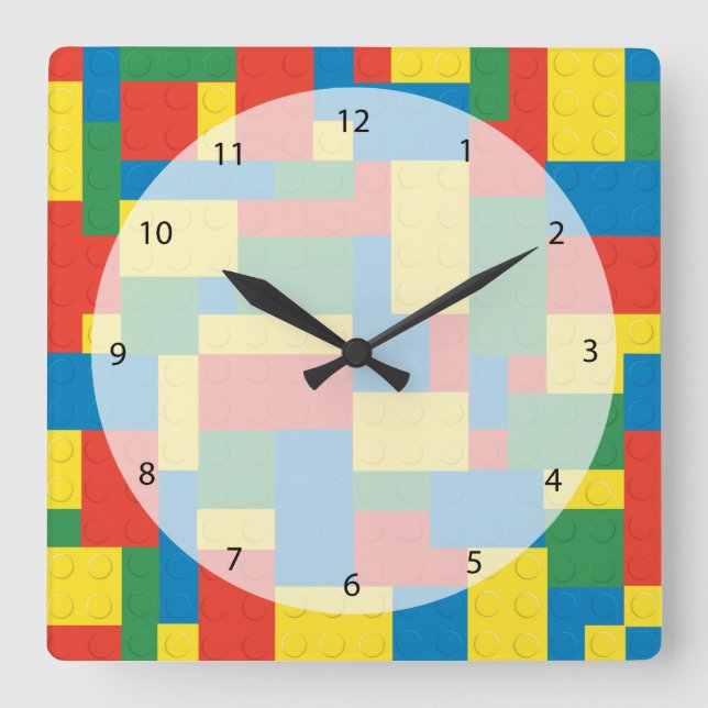 Building blocks square wall clock (Front)