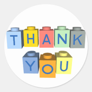 Building Blocks Thank You Message Classic Round Sticker
