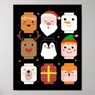 Building Brick Santa Elf Friends Christmas Boys Me Poster