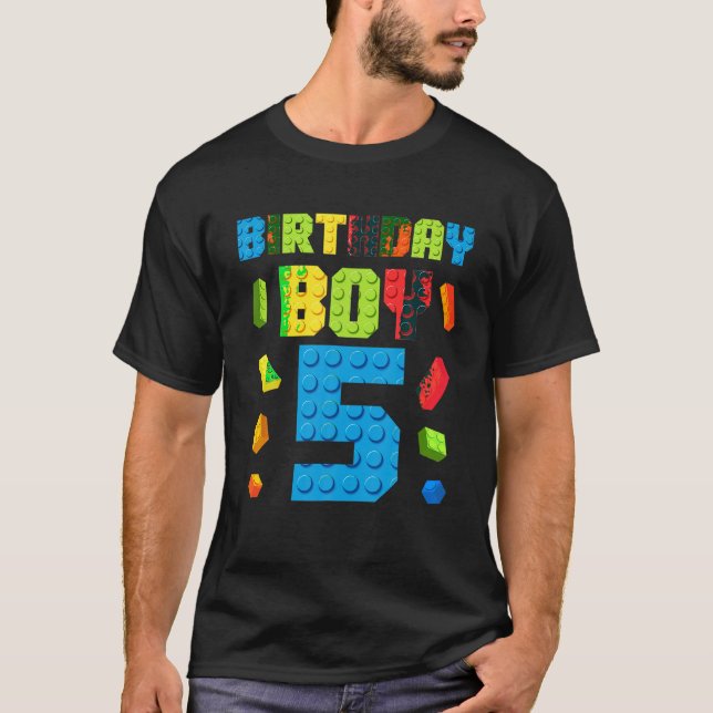 Building Bricks 5th Birthday Boy 5 Five Year Maste T-Shirt (Front)