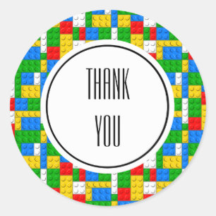 Building Bricks Birthday Classic Round Sticker