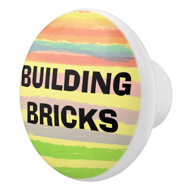 Building Bricks Blue Orange Green Stripes Ceramic Knob (Right)