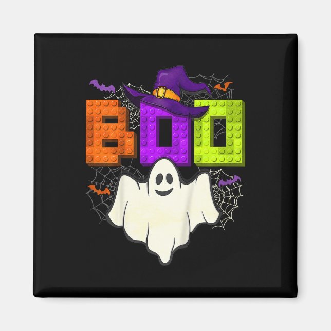 Building Bricks Boo Halloween Ghost Witch Group Bo Magnet (Front)