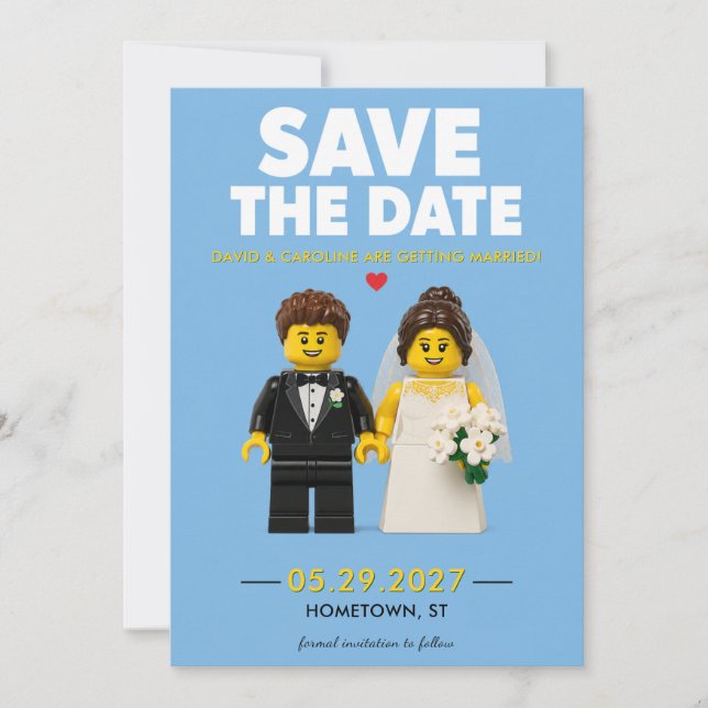 Building Bricks Classic Toy Bricks Blocks Wedding Save The Date (Front)