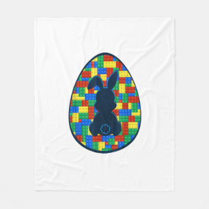Building Bricks Easter Egg Bunny Boys Girl Family  Fleece Blanket