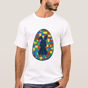 Building Bricks Easter Egg Bunny Boys Girl Family T-Shirt