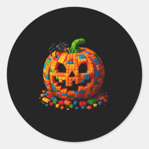 Building Bricks Halloween Pumpkin Master Builder B Classic Round Sticker