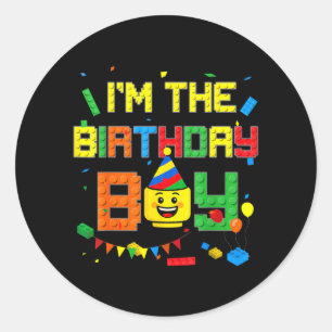 Building Bricks Im The Birthday Boy Blocks Classic Round Sticker