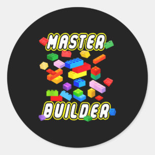 Building Bricks Master Builder Construction Block  Classic Round Sticker