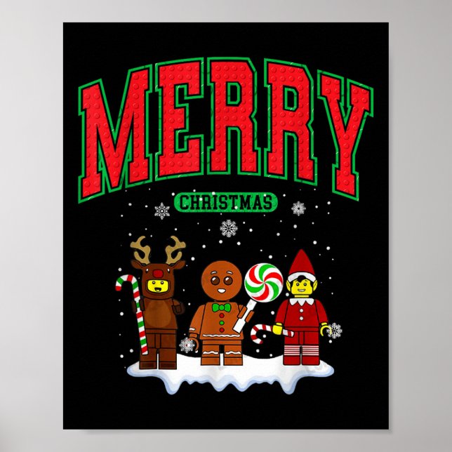 Building Bricks Merry Christmas Figures Family Mat Poster (Front)