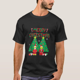 Building Bricks Merry Christmas Tree Santa Family T-Shirt