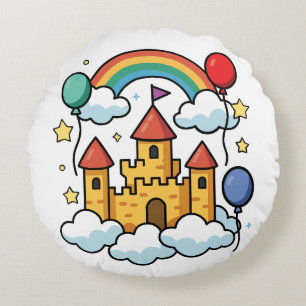 Building Castles in the Sky Round Cushion