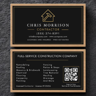 Building Construction Black Gold Business Card 