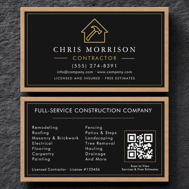 Building Construction Black Gold Business Card  (Creator Uploaded)