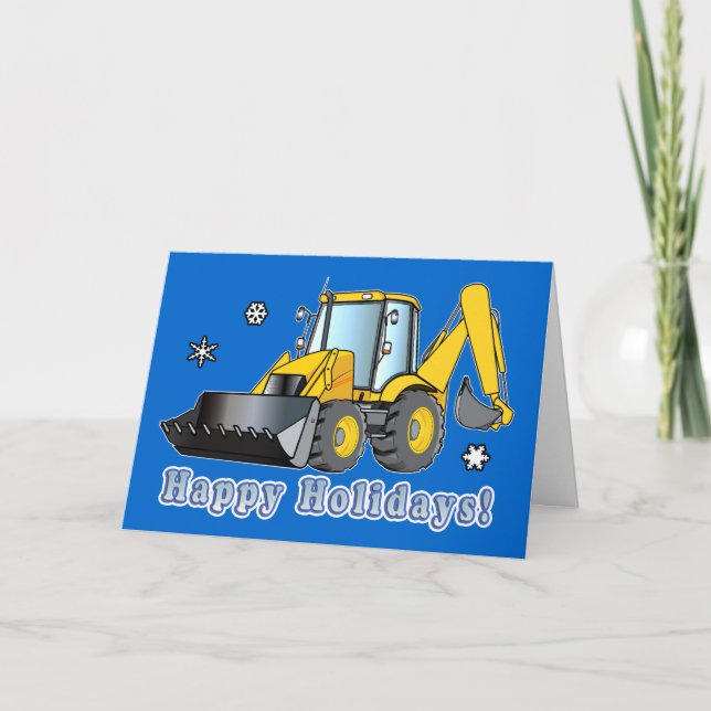 Building & Construction Holiday Card: Backhoe Card (Front)