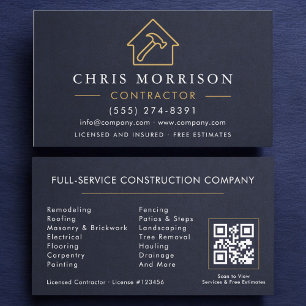 Building Construction Navy Blue Slate Stone Business Card