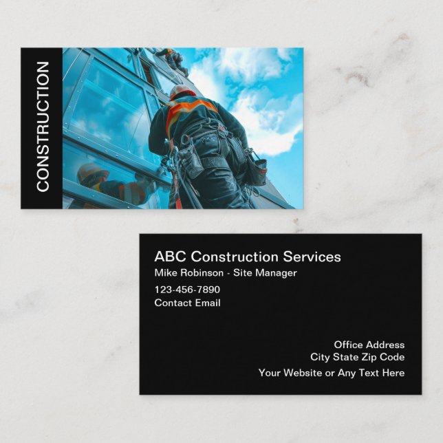 Building Construction Services Business Card (Front/Back)