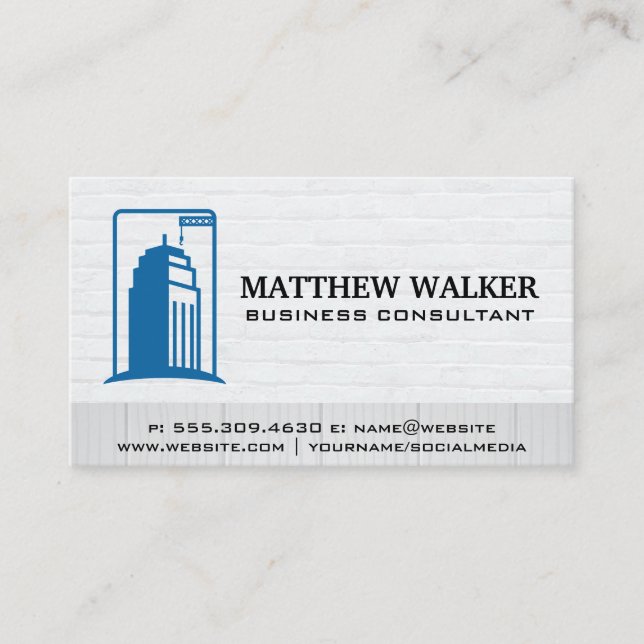Building Construction Site | Brick Wood Business Card (Front)