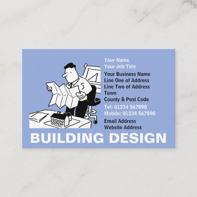 Building Design Cartoon Business Card (Front)
