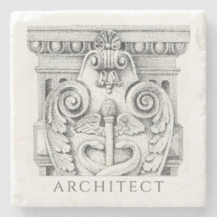 BUILDING DETAIL Marble Stone Coaster + Text