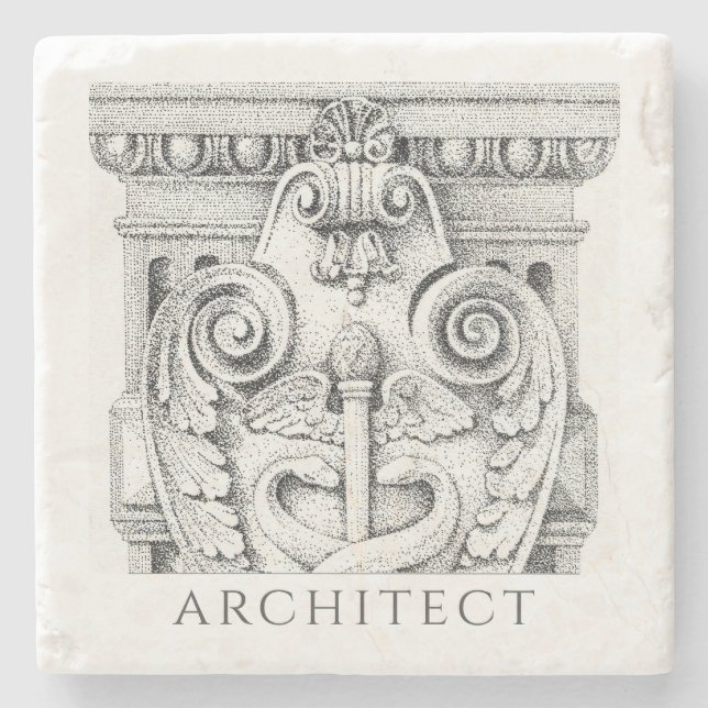 BUILDING DETAIL Marble Stone Coaster + Text (Front)