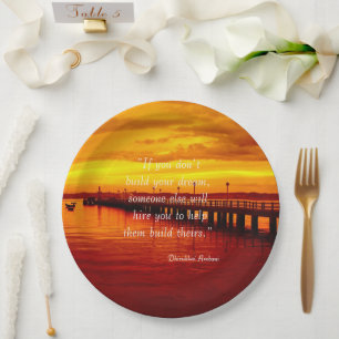 Building dream hope quote sunset background OtterB Paper Plate