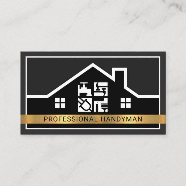 Building Frame Creative Handyman Window Business Card (Front)