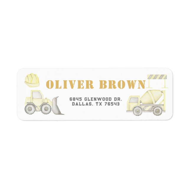 Building Fun Construction Dump Vehicle Return Address Label (Front)