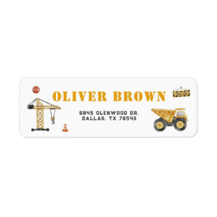 Building Fun: Construction Themed Birthday Bash Return Address Label