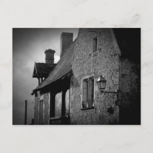 Building in black and white postcard