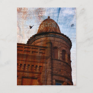 building in Fort Madison with rust background Postcard