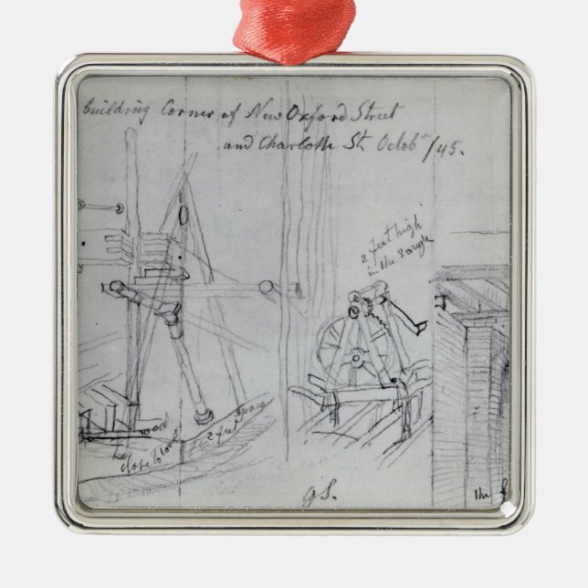 Building new houses metal ornament (Front)