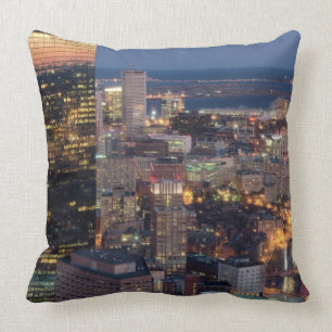 Building of Boston with light trails on road Cushion
