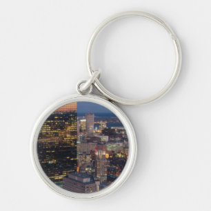 Building of Boston with light trails on road Key Ring
