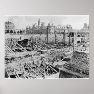 Building of the Hotel-Dieu, Paris, c.1866 Poster