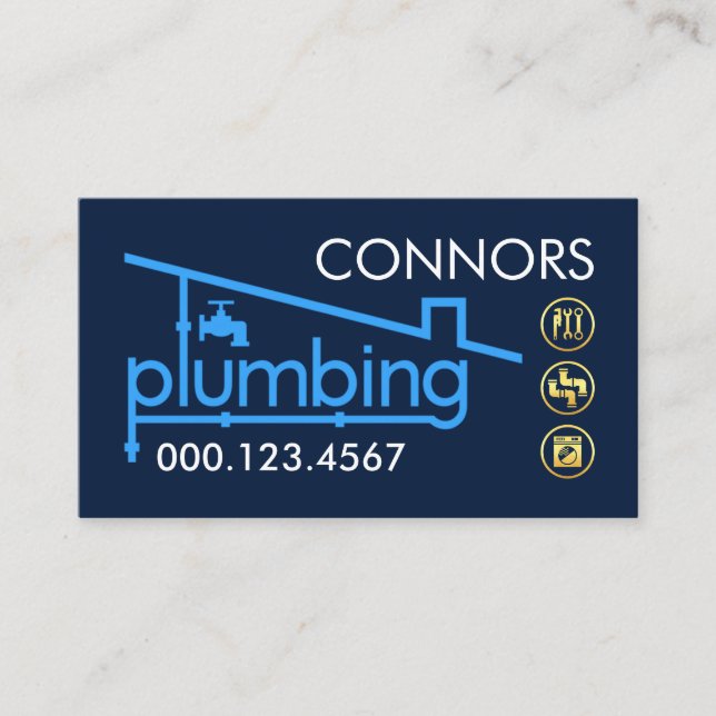 Building Pipeline Plumbing Service Business Card (Front)